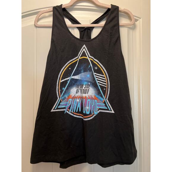 Pink Floyd Women’s Scoop Neck Triangle Triad‎ Cut out Back Tank Top Size L Black - Picture 1 of 4